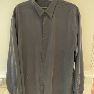 Tommy Bahama men's long-sleeve button-down silk/wool blend shirt.  Gray size XL
